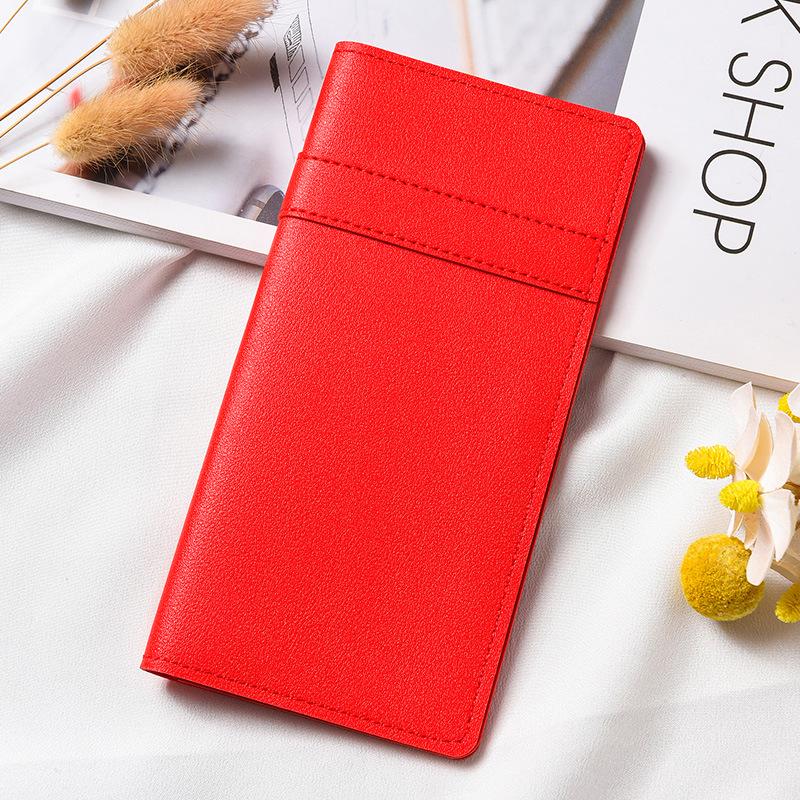 Stylish Ultra-thin Women's Leather Wallet with Buckle, Multiple Card Slots, Coin Purse, and Patchwork Design