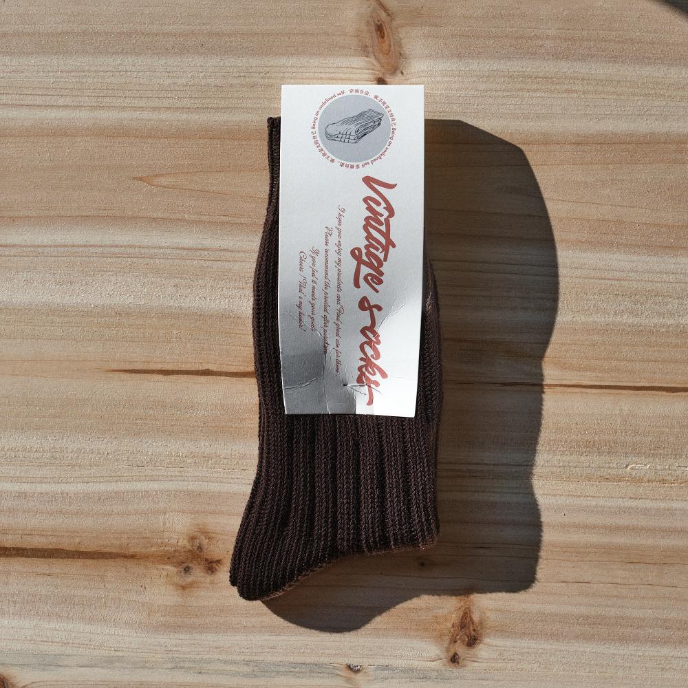 

Мужские и женские весенне-осенние новые ретро хлопковые вязаные носки-гольфы 1 pair кофейный