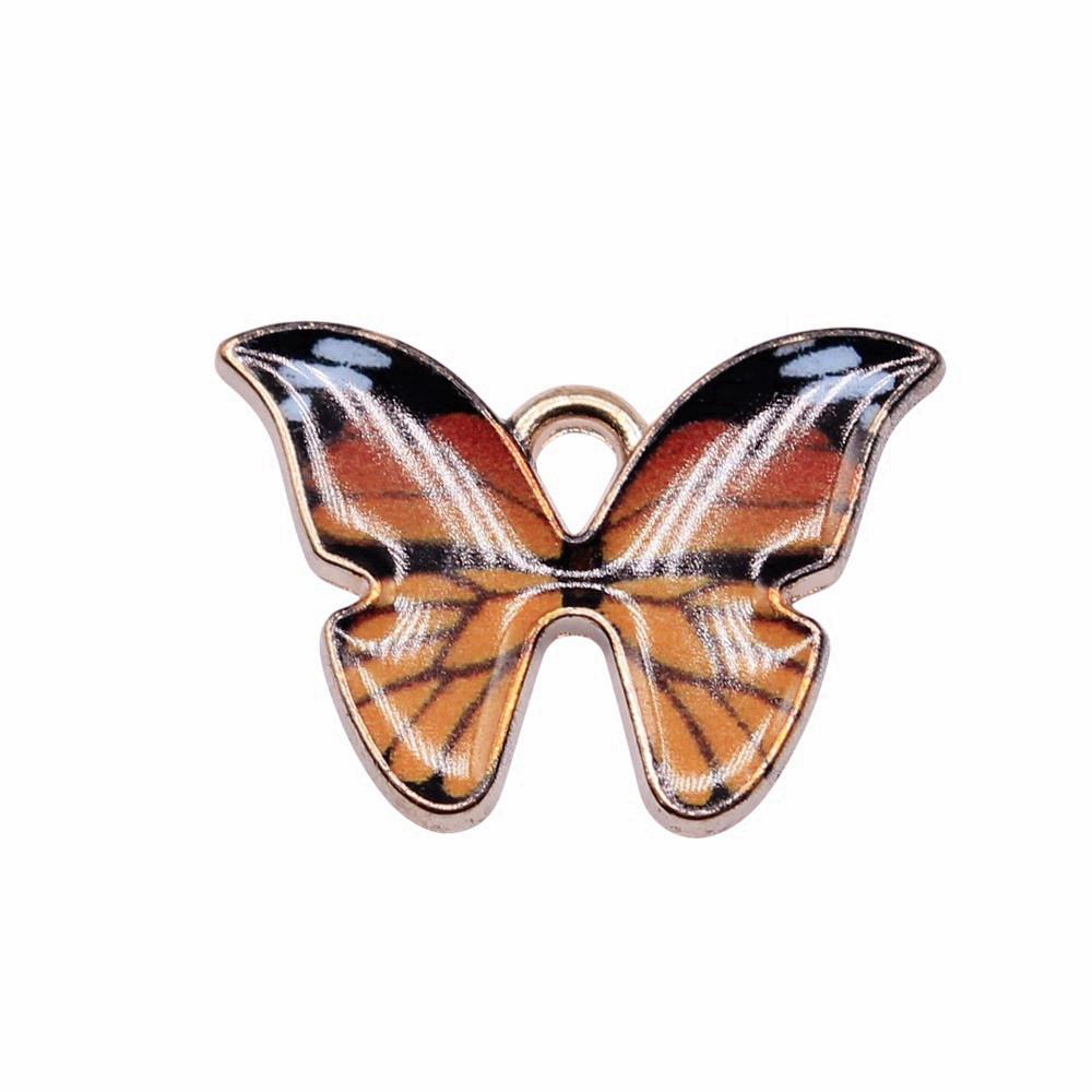 Enamel Charms Multi Color Butterfly Pendants For Floral Themed Jewelry