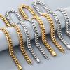 50/60CM Long Necklaces Necklace for Man Women Stainless Steel 8/10/12/15MM Width Curb Cuban Link Chain On Neck Chains Jewelry