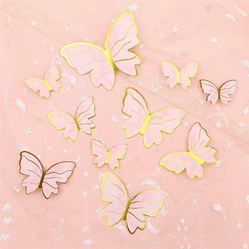 10 bucăți fluturi pentru tort, steaguri DIY pentru cupcake, copii, fete, La mulți ani, petrecere de nuntă, baby shower, decorare pentru coacere