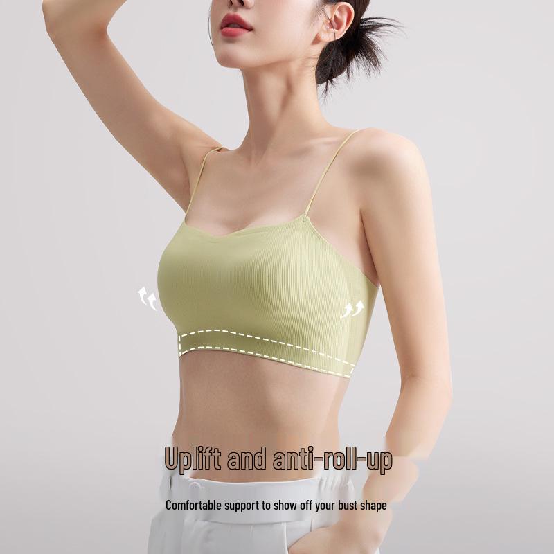 Women's Strapless Integrated Sports Bra Vest - Anti-Exposure, Thin Straps, 2024 Summer Collection