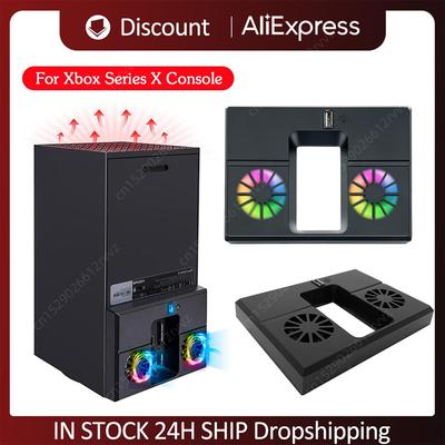 Radiador lateral de host con soporte vertical para consola Xbox Series X, estación de acoplamiento con ventilador de enfriamiento, enfriador de juegos USB delgado para consola de juegos Xbox