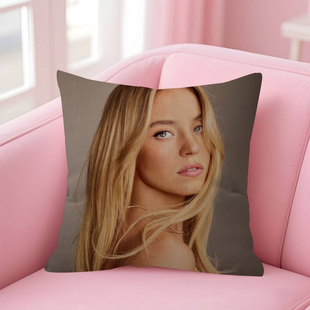 Actor Sydney Sweeney Cushion Cover Car Throw Pillow Case For Sofa Car Christmas Gift