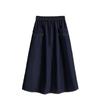 DIMANAF 2026 Summer Plus Size Women Skirts Elastic Waist Denim Blue Oversize Casual Lady Long Skirts Cotton Solid