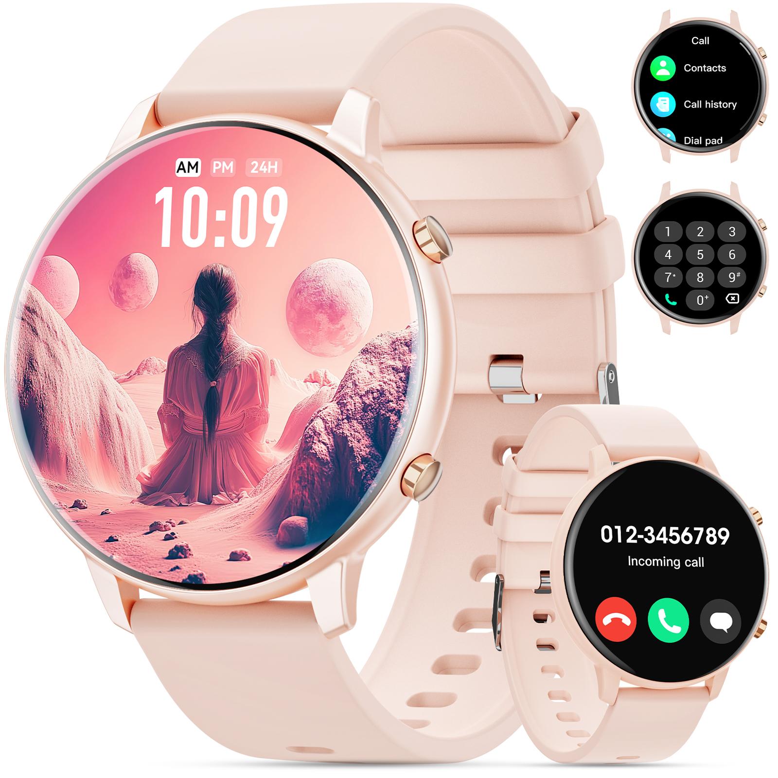 

Женские смарт-часы, экран 1,39, Bluetooth-звонки, мужские фитнес-водонепроницаемые часы, с функцией сна и пульсометром розовый