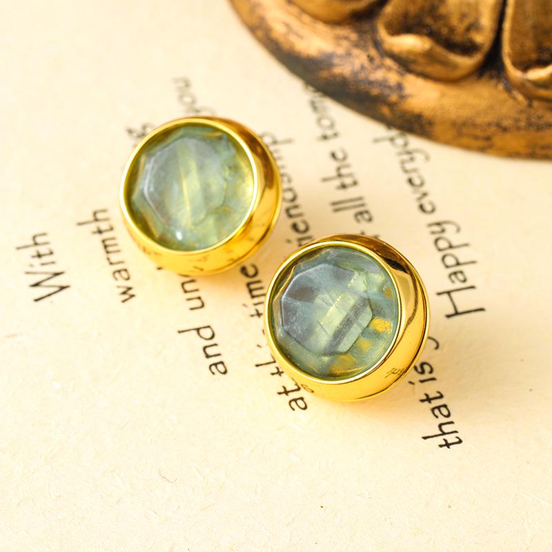 Koreanischer minimalistischer Naturstein, vergoldeter Ring – Leichter Luxus, High-End-Mode, Retro-Stil für Frauen