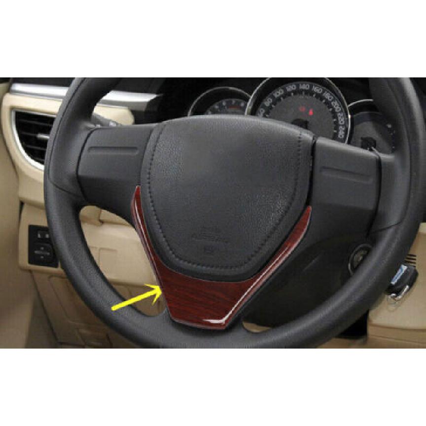 2014- Glossy Wood Grain Cover Trim For Toyota Corolla Steering Wheel U Type