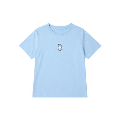 Deesha Girls' Summer Letter Print Trim Round Neck T-shirt