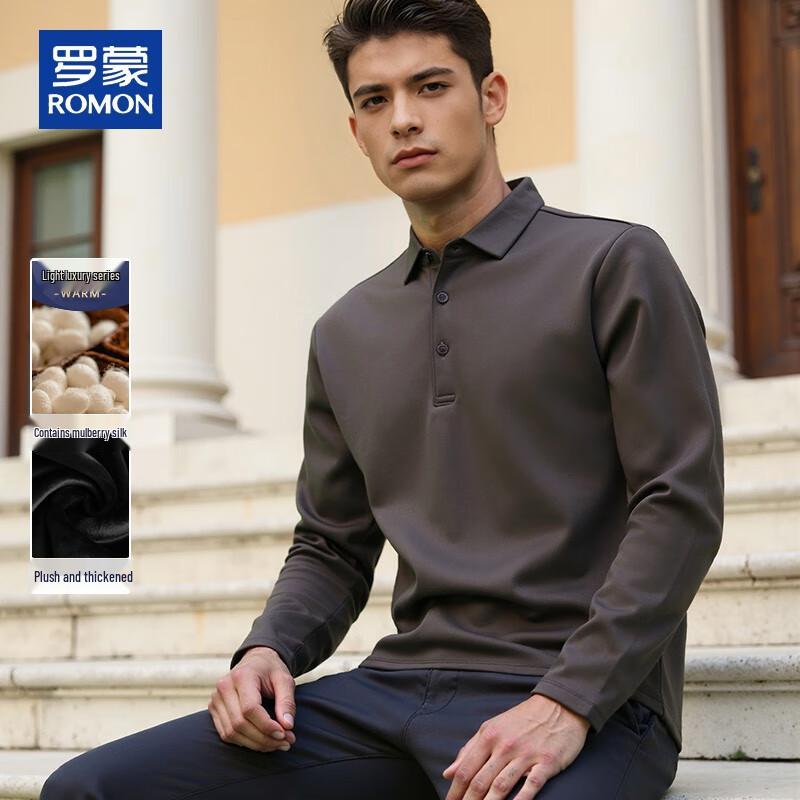 

ROMON Men s Luxury Silk Blend Fleece-Lined Thermal T-Shirt L