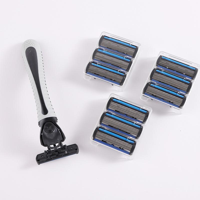 Stainless Seel 6-layer Shaver Blade Manual Shaver for Man 1 Blade Holder 6 Blade Head