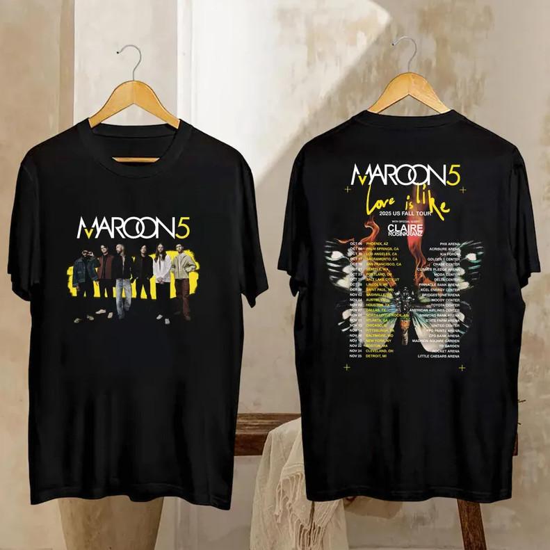 

Maroon 5 Graphic Tee | Love Is Like Tour 2025 Merch | Pop Rock Band Fan Shirt Unisex T-Shirt XL