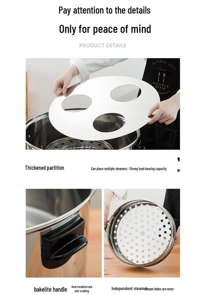 Commercial Three-Hole Steamer for Xiaolongbao, Dumplings, Buns, and Breakfast Shop Use
