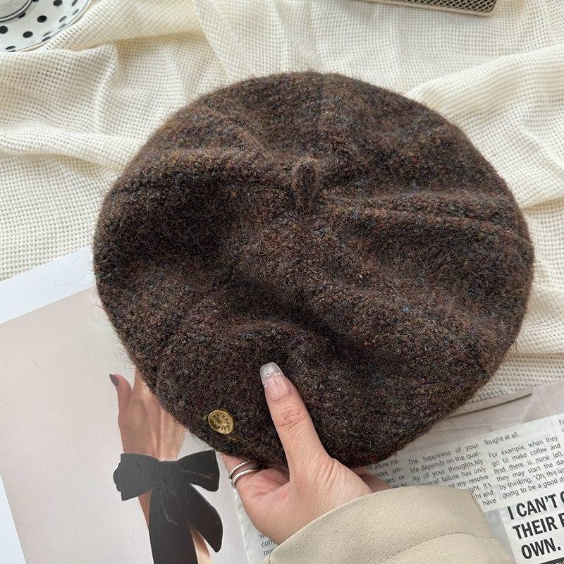 Autumn and Winter Korean Style Versatile British Retro Octagonal Painter Hat To Show Off Your Face  Small Woolen Pumpkin Hat