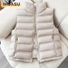 IHUASU Women's Fashion Casual Fall Winter Solid Color Print Sleeveless Jackets & Coats Down Coats