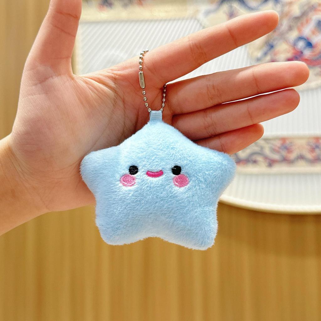 Five-Pointed Star Plush Bag Charm & Keychain - Cute, Girlish Heart Accessory for Backpacks