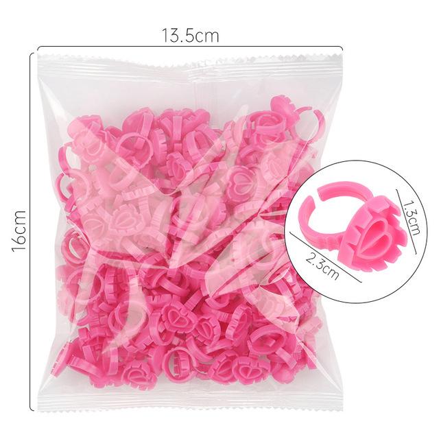 100 Pcs Heart Glue Ring Eyelash Extension Holder Ring Pallet for Tattoo Pigment Adhesive Gel Glue Container Makeup Tools