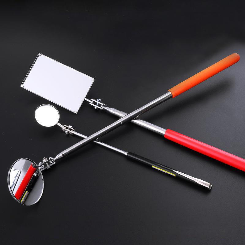 1pc Square/Round 360 Degree Rotatable Angle Mirror Extendible Inspection Stainless Steel Mirror Automotive Repair Detection Tool