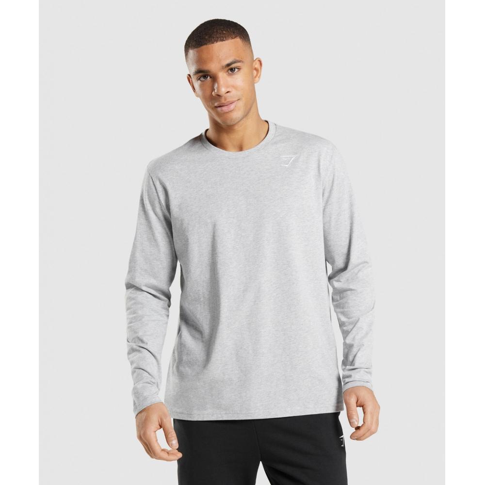 

Gymshark Футболка с длинным рукавом CresT светло-серая, меланжевая, A1a9e Gbcn L