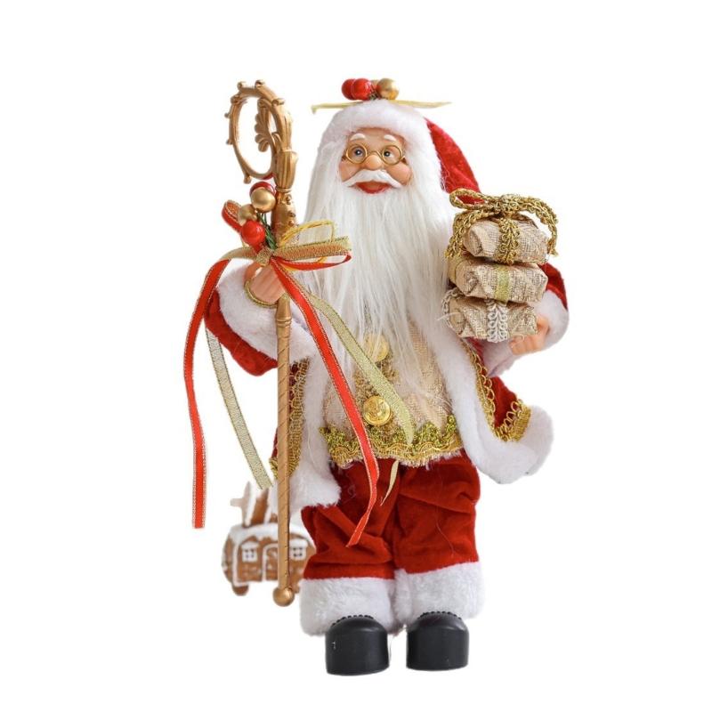 Red Santa Doll Ornament Figurine Christmas Decoration For Living Room Shelf Desktop Decoration
