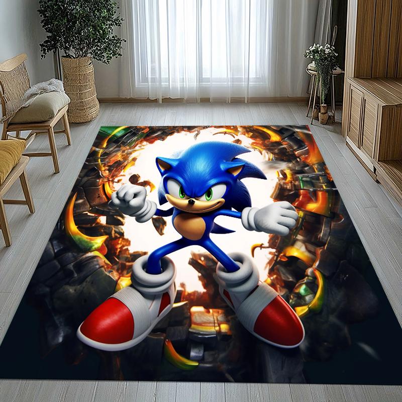 Retro S-Sonic Cartoon Games Living Room Non-Slip Area Rug Soft Carpet for Bedroom Kids Playroom Sofa,Home Decor Doormat Gift