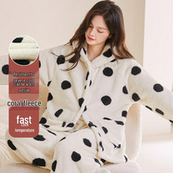 Women's Coral Fleece Long Bathrobe - 2025 Autumn/Winter, Warm & Simple Solid Color Homewear