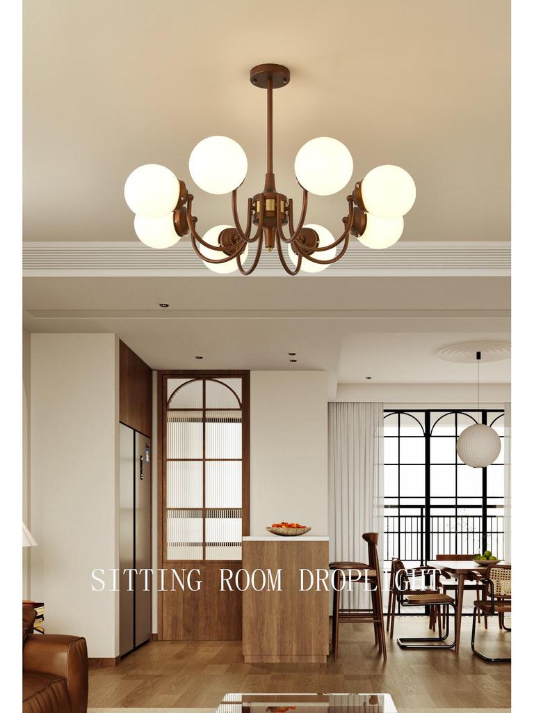 Mid-Century Nanyang Style Chandelier: Retro Space-Inspired Lighting for Living Room, Dining Room & Bedroom with Eye-Protection.