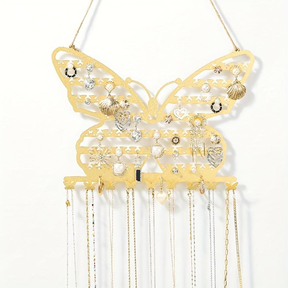 Wall Mounted Jewelry Organizer Space Saving Necklace Holder Butterfly Jewelry Rack  Home Decoration