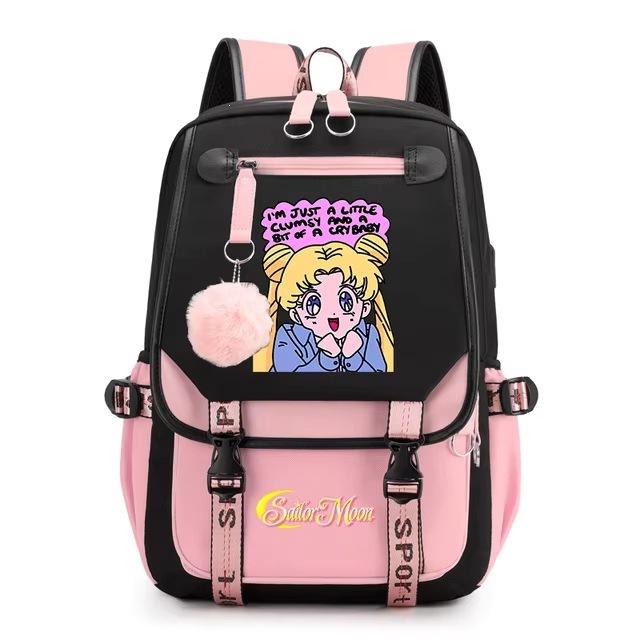 Sailor Moon Cartoon Casual Backpack Youth Girl Student School Bag Gift Cartoon Cute Backpack