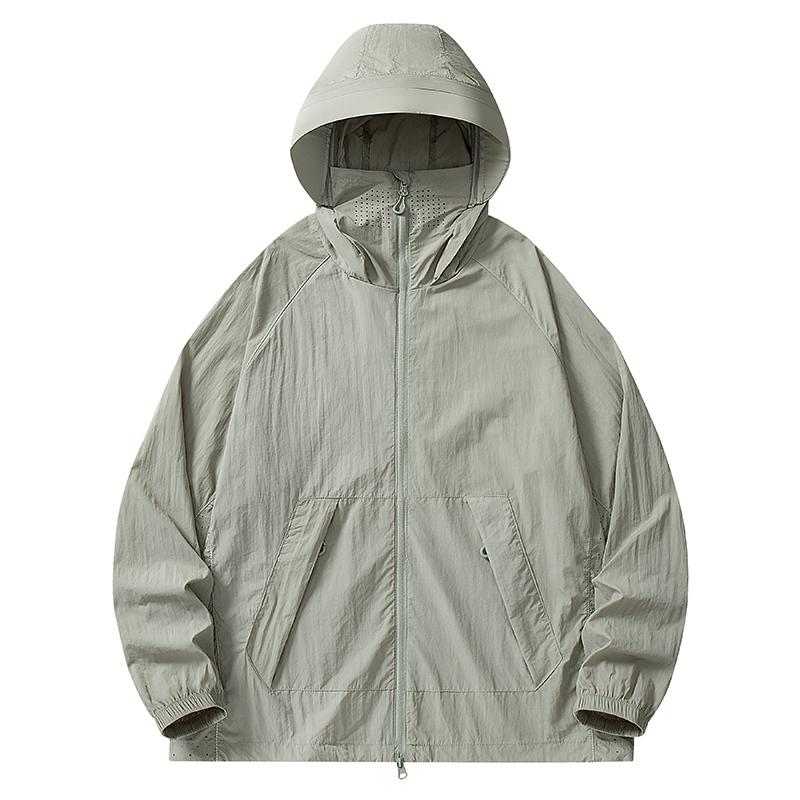 Spring Autumn Solid Loose Casual Sunscreen Coat Male Long Sleeve Simple All-match Hooded Cardigan Jacket Top Men