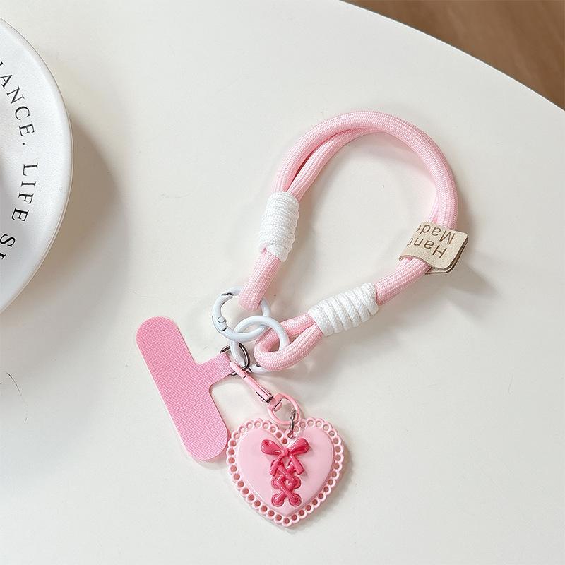 Mobile Phone Lanyard, Love Pendant, School Bag Hanging Chain, Women'S Keychain, Short Handrail, Thickened Anti-Drop, Anti-Loss Accessories