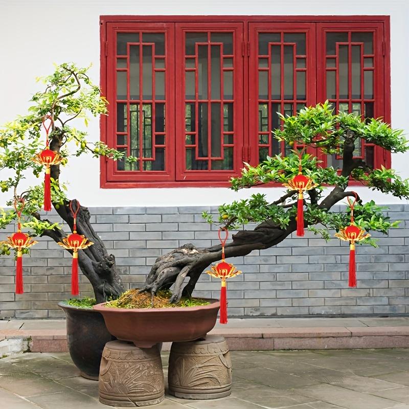 1pc Chinese Style Lotus Flower Lantern Pendant Red Tassel Hanging Decor New Year Indoor Outdoor Festive Ornament Home Decoration