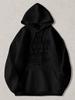 Black Pullover Hoodie with German Text Print 'Die Intelligenz Verfolgt Dich' and Crown Graphic Casual Streetwear Sweatshirt with K