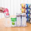 Transparent Refrigerator Can Organizer 4 Grids Beverage Storage Box with Handle Beer Soda Can Rack Stackable Fridge Storage