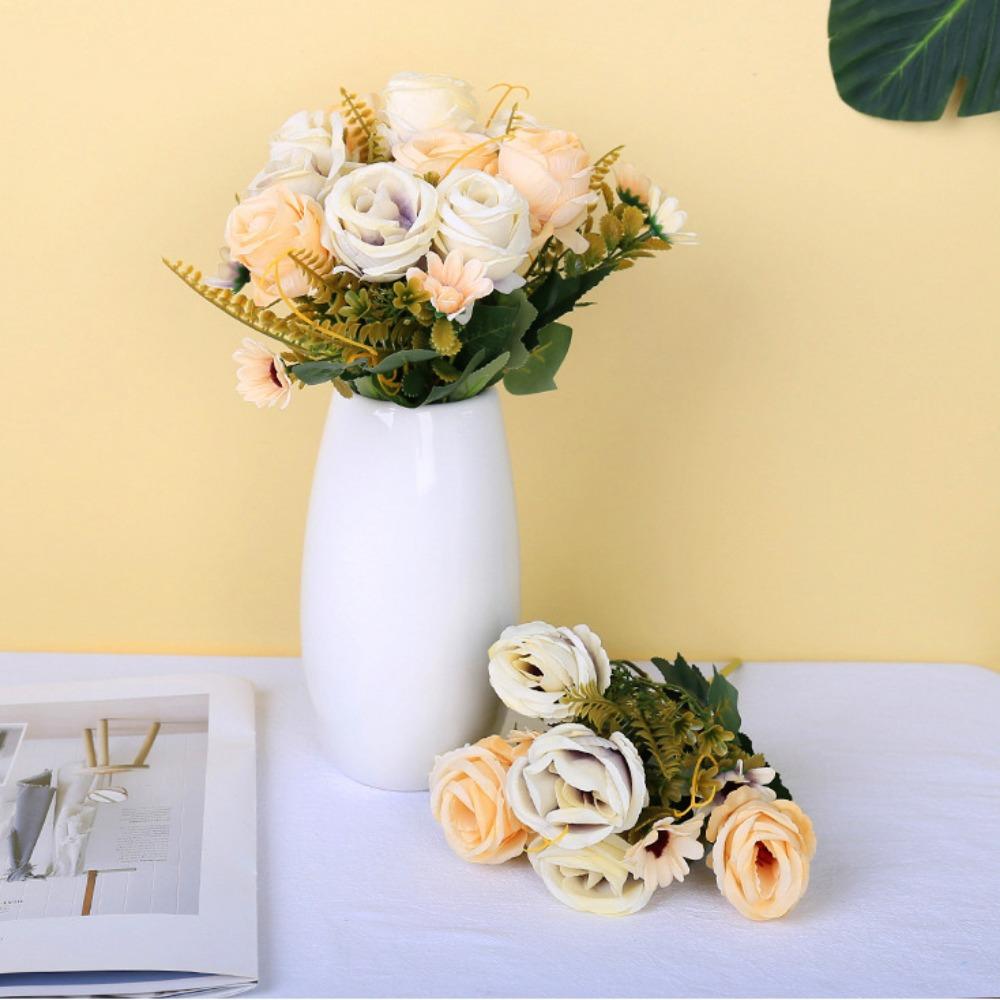 5 Heads Simulated Rose Curled Small Artificial Rose Flowers New Vintage Silk Rose Home Decor