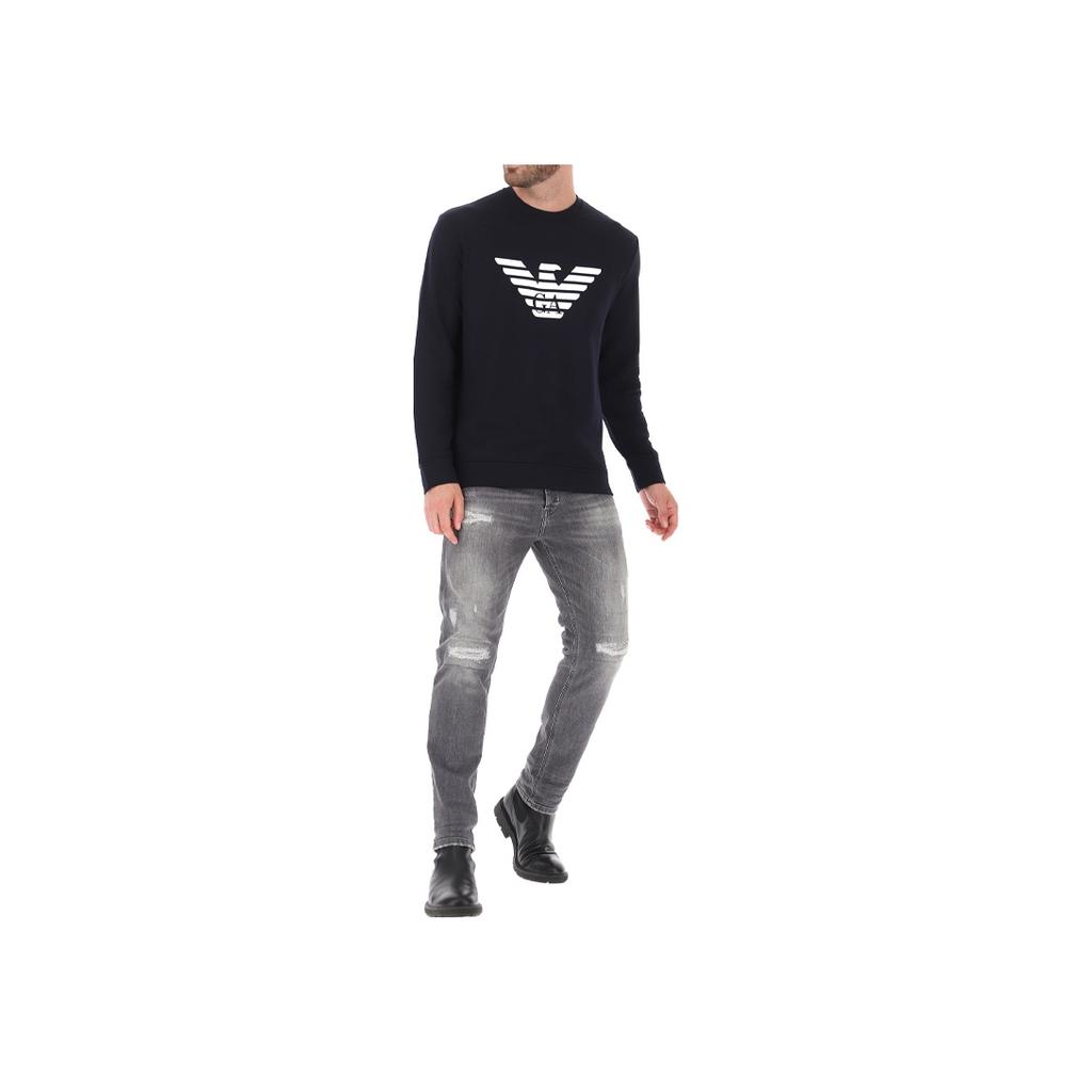 Emporio Armani Logo Print Pullover Sweatshirt Men Sweatshirts Dark-Blue 8N1MR6-1JRIZ-F904
