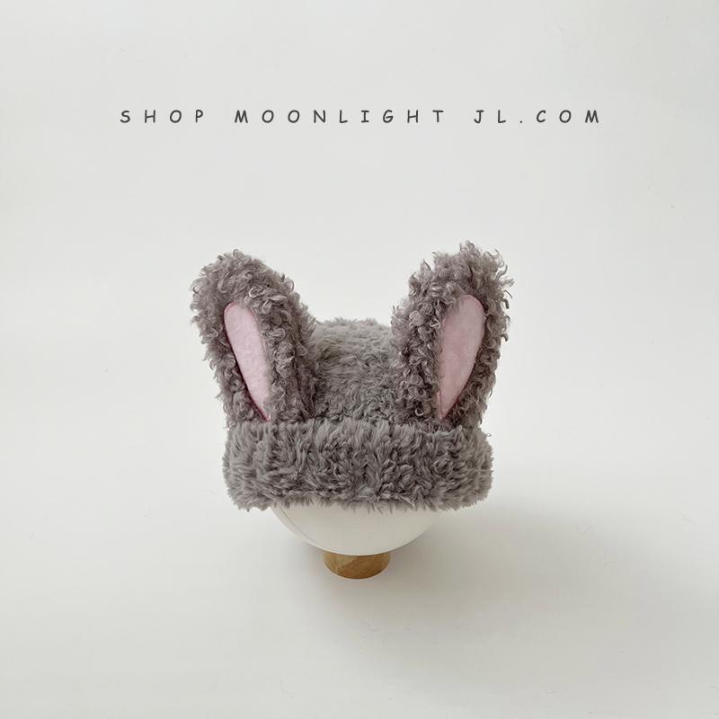 Rabbit ear plush children's hat autumn and winter warm windproof piled thickened girl baby knitted pullover