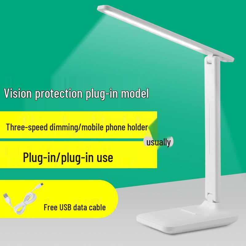 Foldable Desk Lamp with Adjustable Brightness & Color Temperature, Dual-Power (Plug-In/Battery), for Dorms & Bedrooms