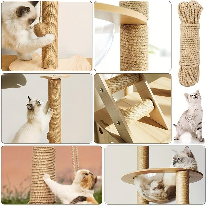 33ft Natural Jute Scratching Post Replacement Rope- 1/ 4inch Odorless Jute Rope, Suitable for Trees and Towers
