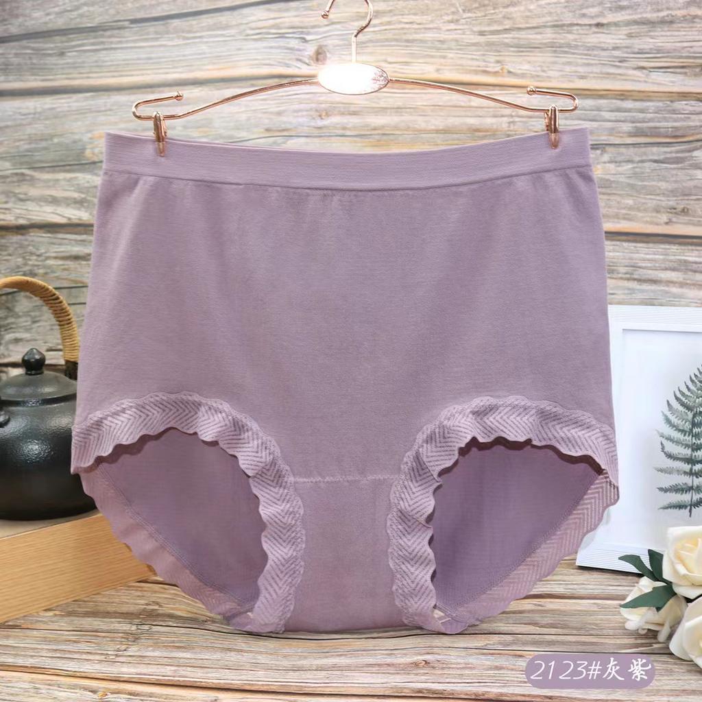 Plus Plus Size Women's Summer Lace Edge Seamless High Waist Briefs