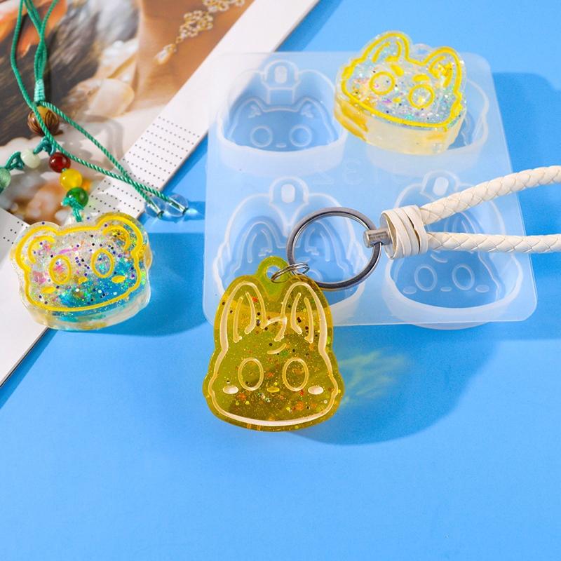 Pendant Silicone Mold,Cute Cats for Head Earrings Resin Mold for Necklace Keychain DIY Crystal Epoxy Resin Jewelry Ma