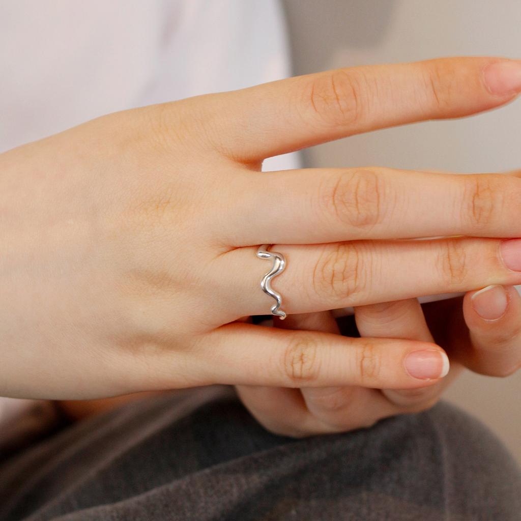 47Bag 925 Silver Layered Wave Ring Fioco