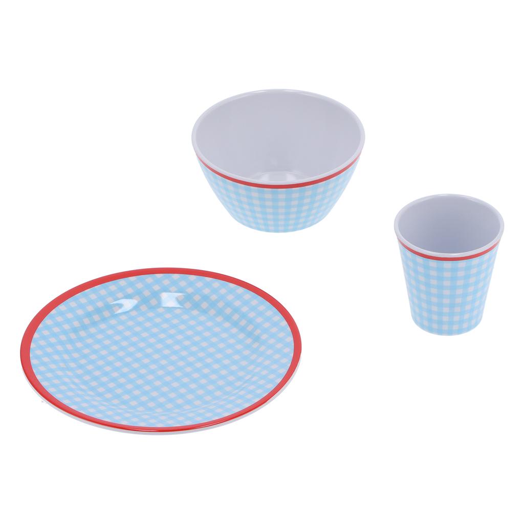 12 Stück/Set Haushaltsgeschirr Hellblaues Gitter Tasse Schüssel Teller für Zuhause Küche Restaurant