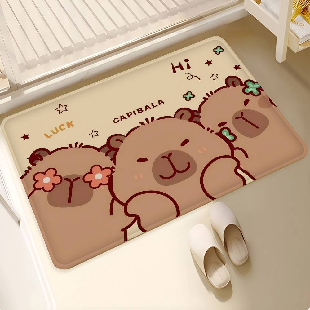 Interesting Capybara Bathroom Mat INS Style Soft Bedroom Floor House Laundry Room Mat Anti-skid Welcome Doormat