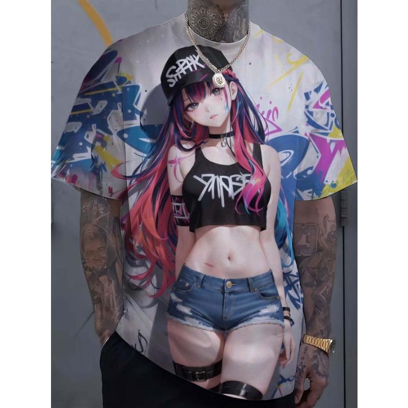 Men's T-shirt Cartoon Sexy Girl graphic T shirts Summer Fashion Casual streetwear 3D