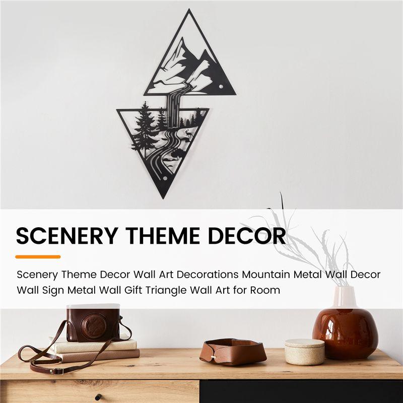 ABUL-Scenery Theme Decor Wall Art Decorations Mountain Metal Wall Decor Wall Sign Metal Wall Gift Triangle Wall Art For Room