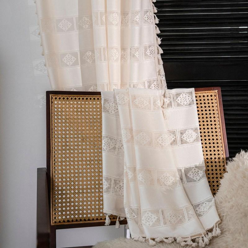 America Beige Cotton Hollow Lattice Window Curtain Valance The Luxury Living Room Easy Drape Curtains Bedroom Balcony Art Drapes