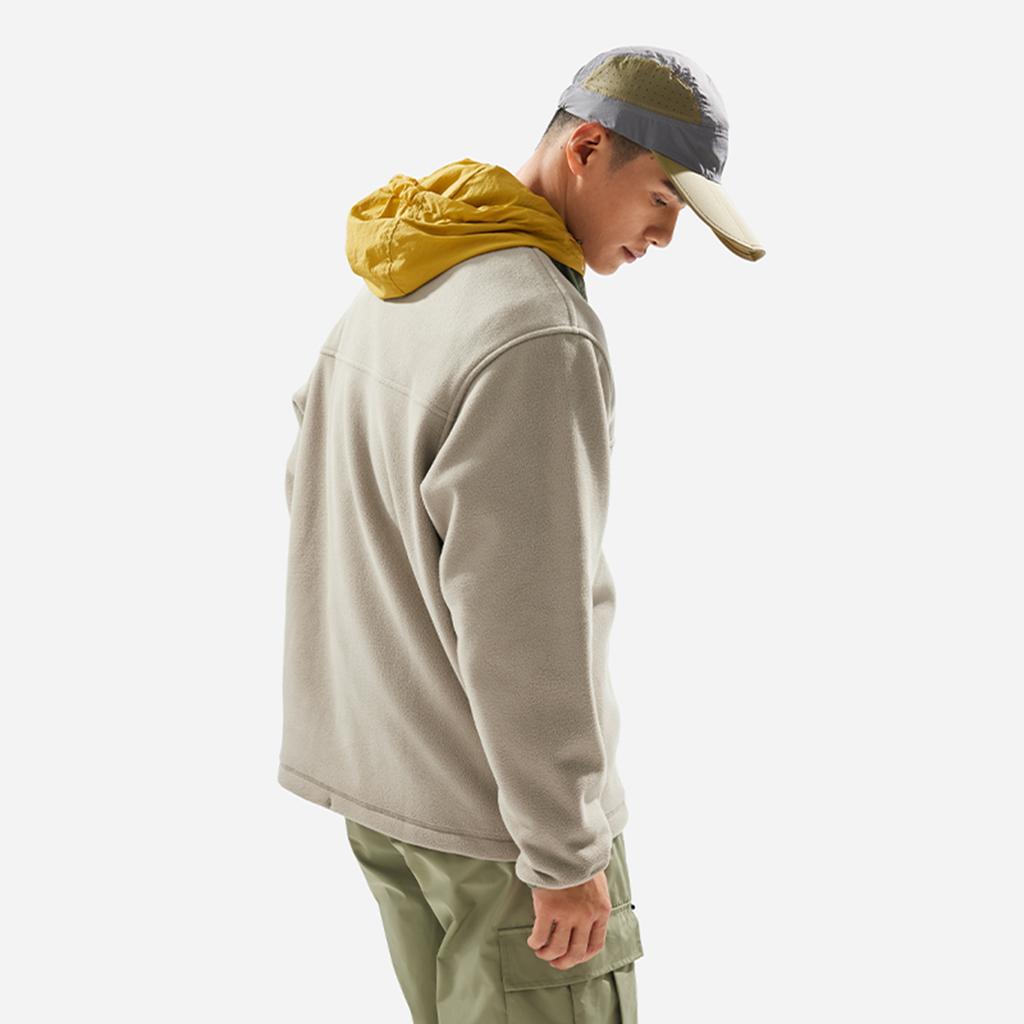 Li Ning Comfortable Breathable Fleece Warm Sweatshirt With Letter Stand Collar Men Sweatshirt Dusty-Gray AWDUA17-6