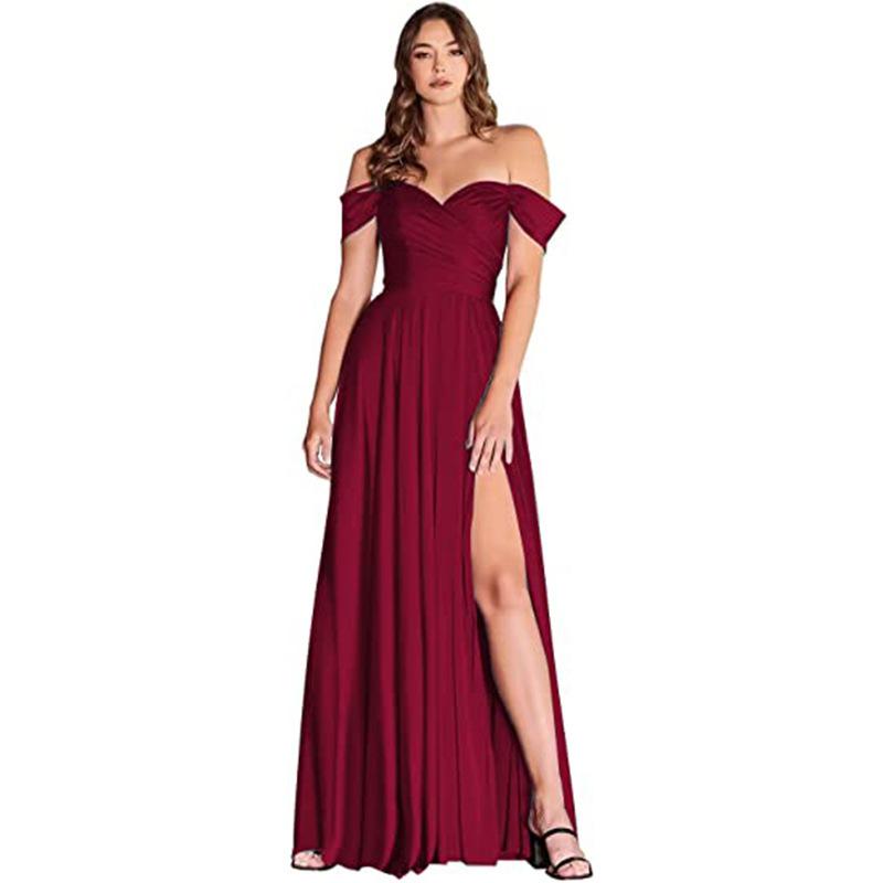 Satin bridesmaid dress wedding   new split