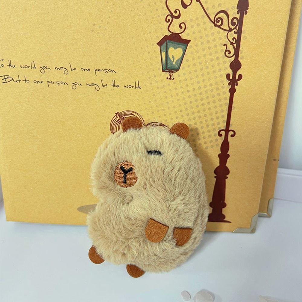 Animal Shape Capybara Key Chain Furry Plush Pendants Name Sticker Car Pendant  Unisex